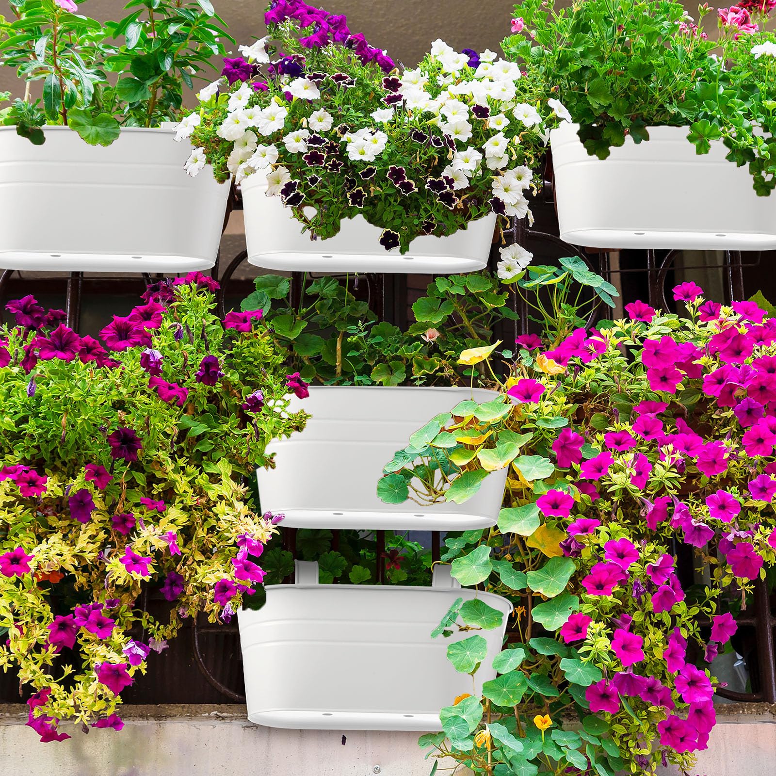 Hicarer planters hung on balcony railing adding curb appeal and plant space