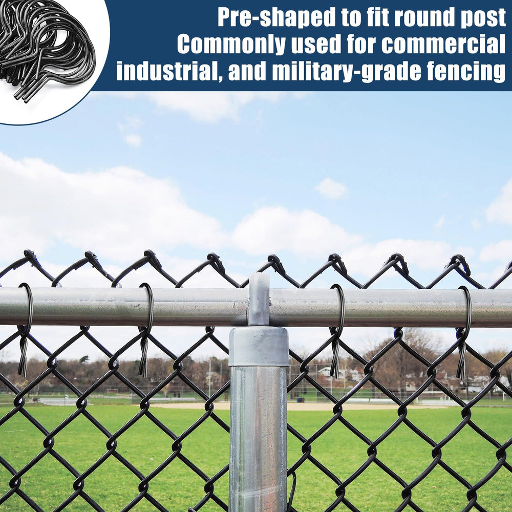 Hicarer tie in use on a 2-3/8" post showing quick attachment and stable fence support