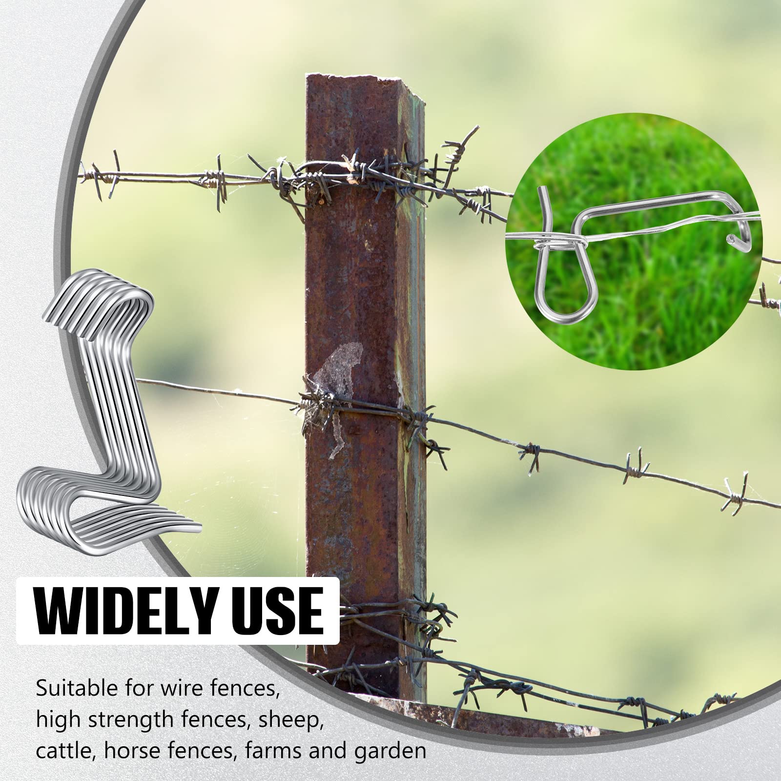 Hicarer in use tightening barbed wire on a farm fence to restore secure tension