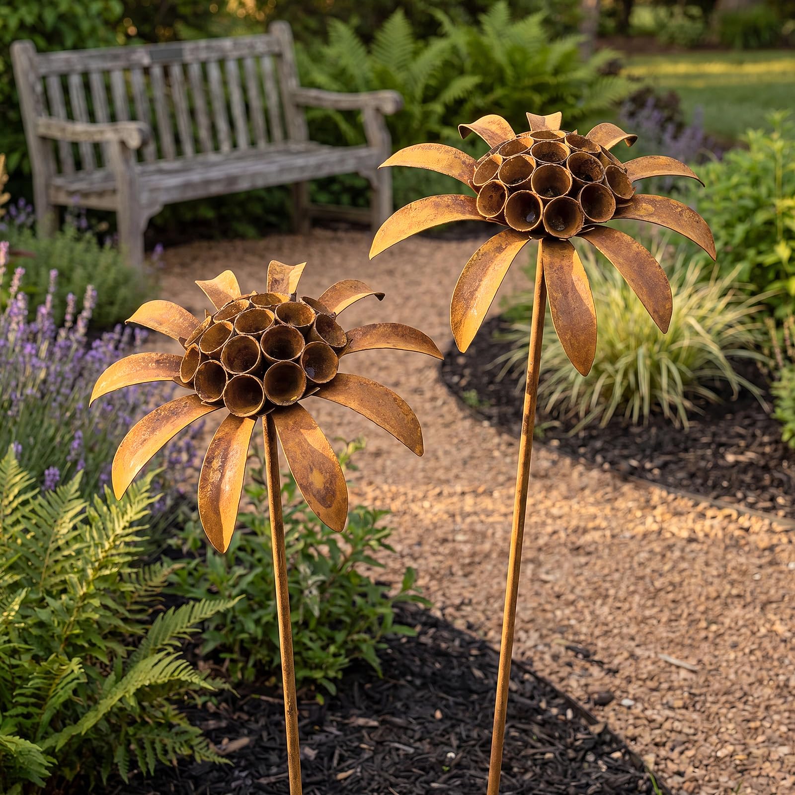 Hicarer side profile showing stake height scale and standout garden presence