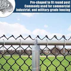 Hicarer twist tie securing chain-link mesh to a 2-7/8" post showing snug fit and stability