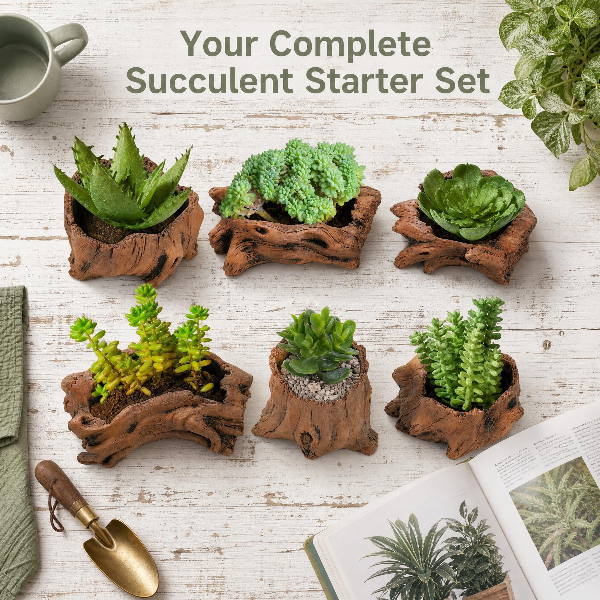 Hiceeden side profile of stump-shaped planter demonstrating realistic silhouette
