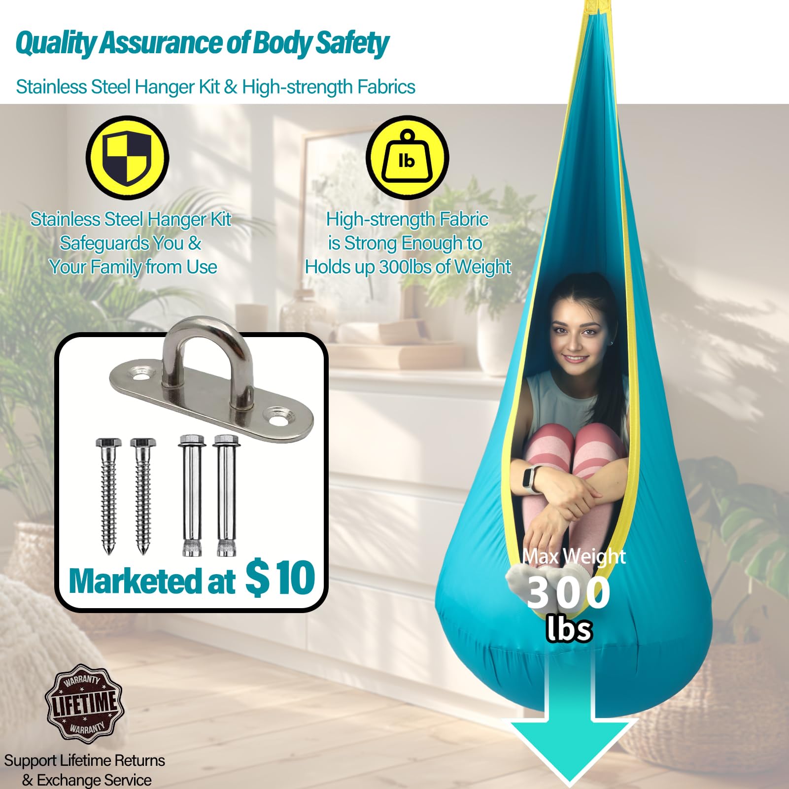 HiChrote hardware kit with carabiners and hang kit for secure installation