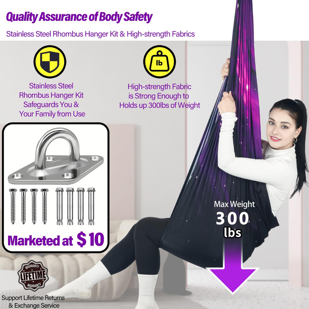 HiChrote mounted indoor swing demonstrating swivel hanger and secure attachment