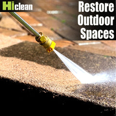 Hiclean washing a wood deck demonstrating powerful pressure and time savings