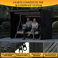 HICOVER installed on garden swing in yard demonstrating secure fit and ventilation benefit