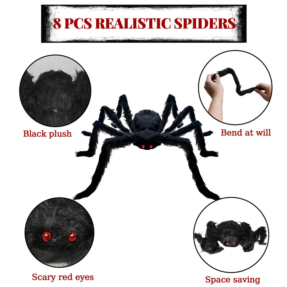 Hidreamz two 30-inch spiders on a porch railing demonstrating secure grip and dramatic effect
