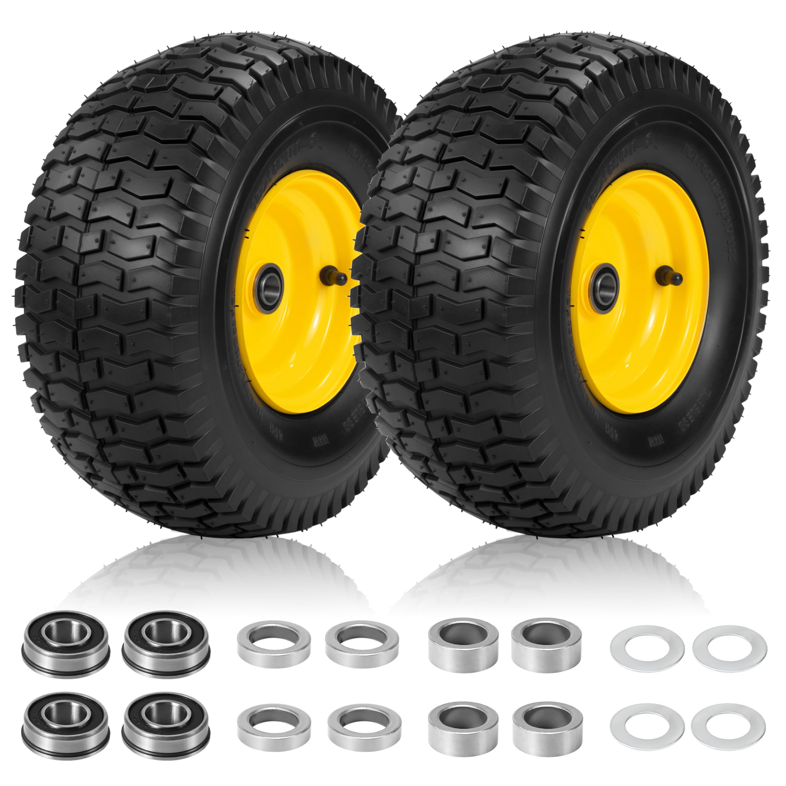 Hidtaw front view of 15x6-6 wheel assembly showing robust rim and tire benefit easy replacement