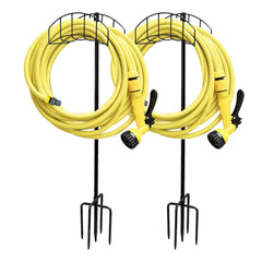 HIEDUYT front view of freestanding hose holder showing tidy hose storage benefit