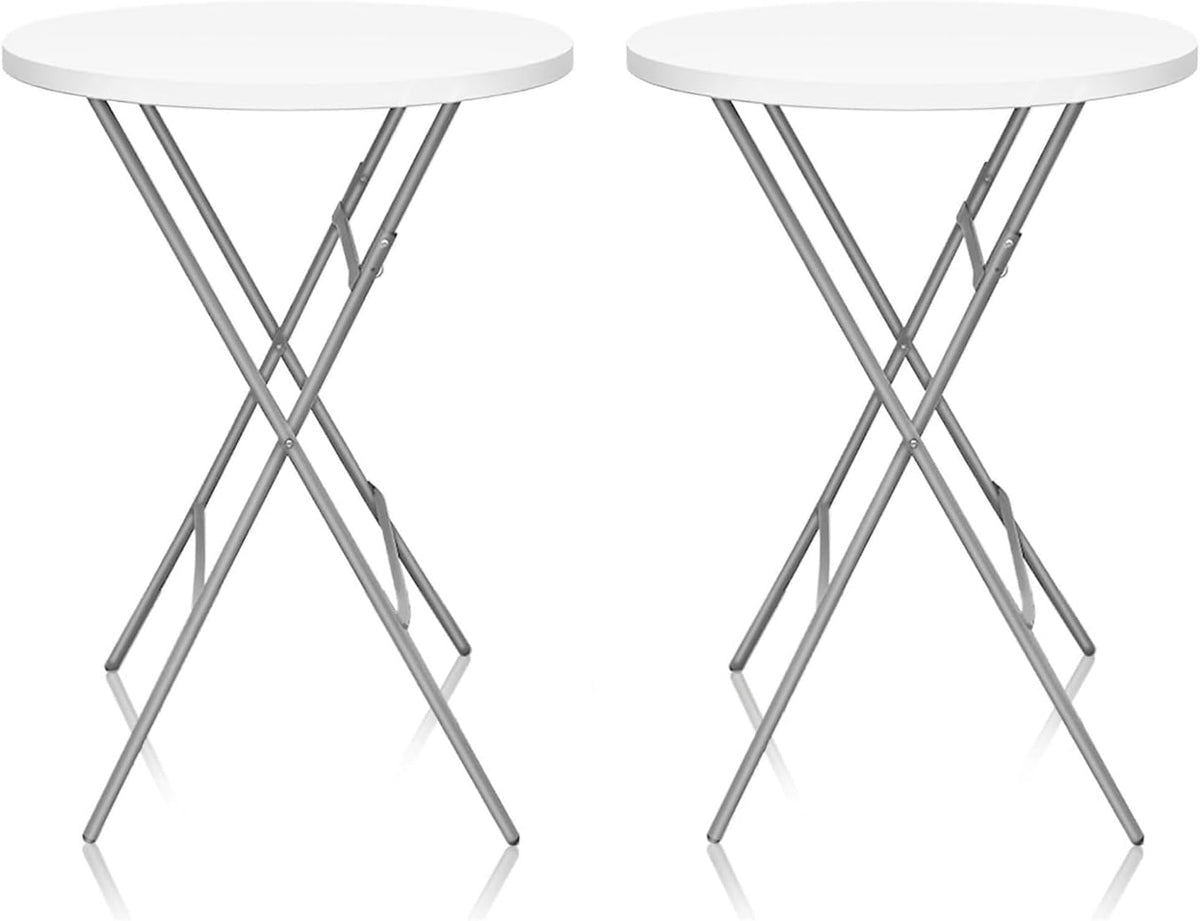 HiEthan front view of white round cocktail table for clean event styling