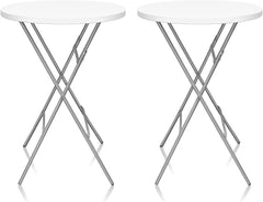 HiEthan front view of white round cocktail table for clean event styling