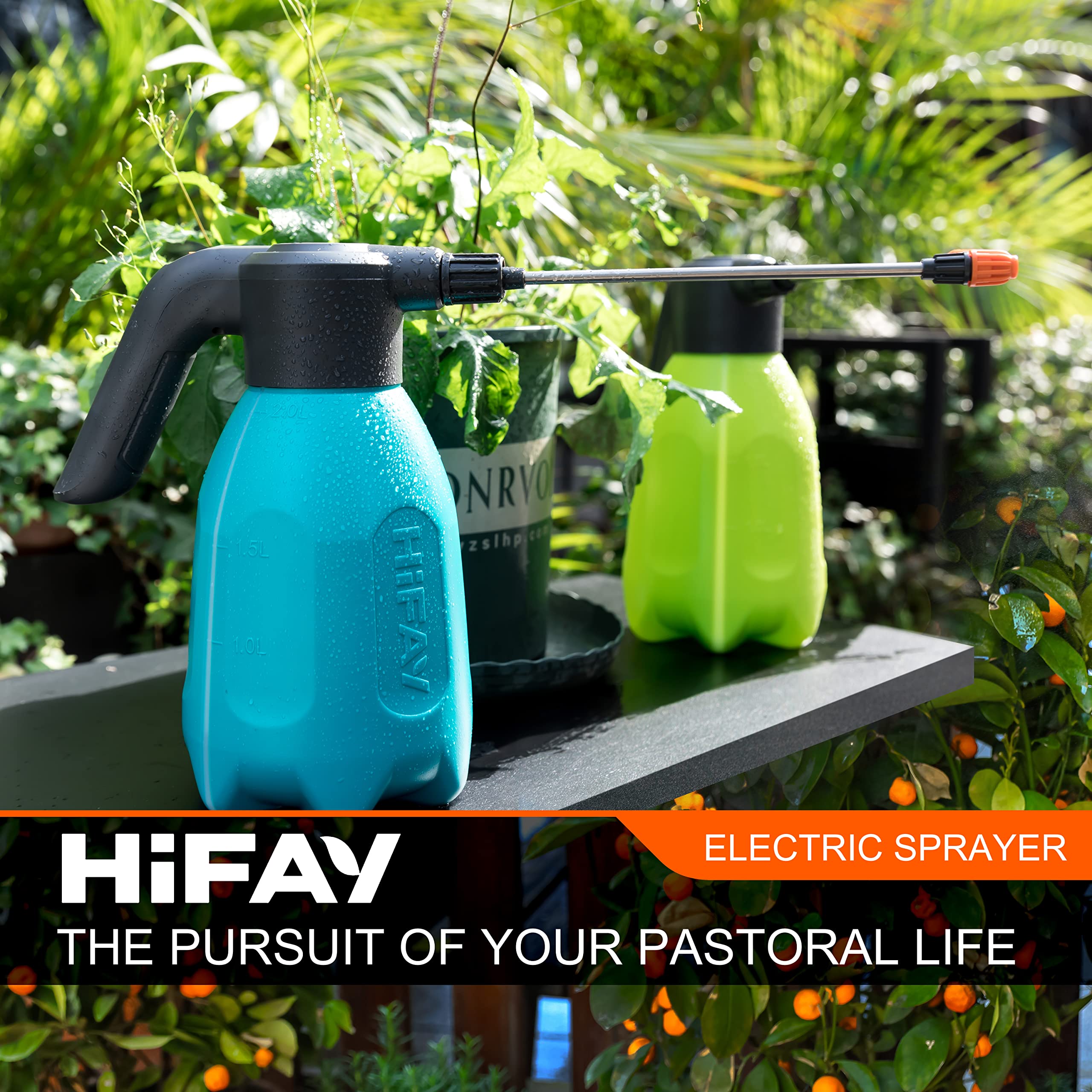 HIFAY ES2-PRO on balcony with plants, portable misting for patios