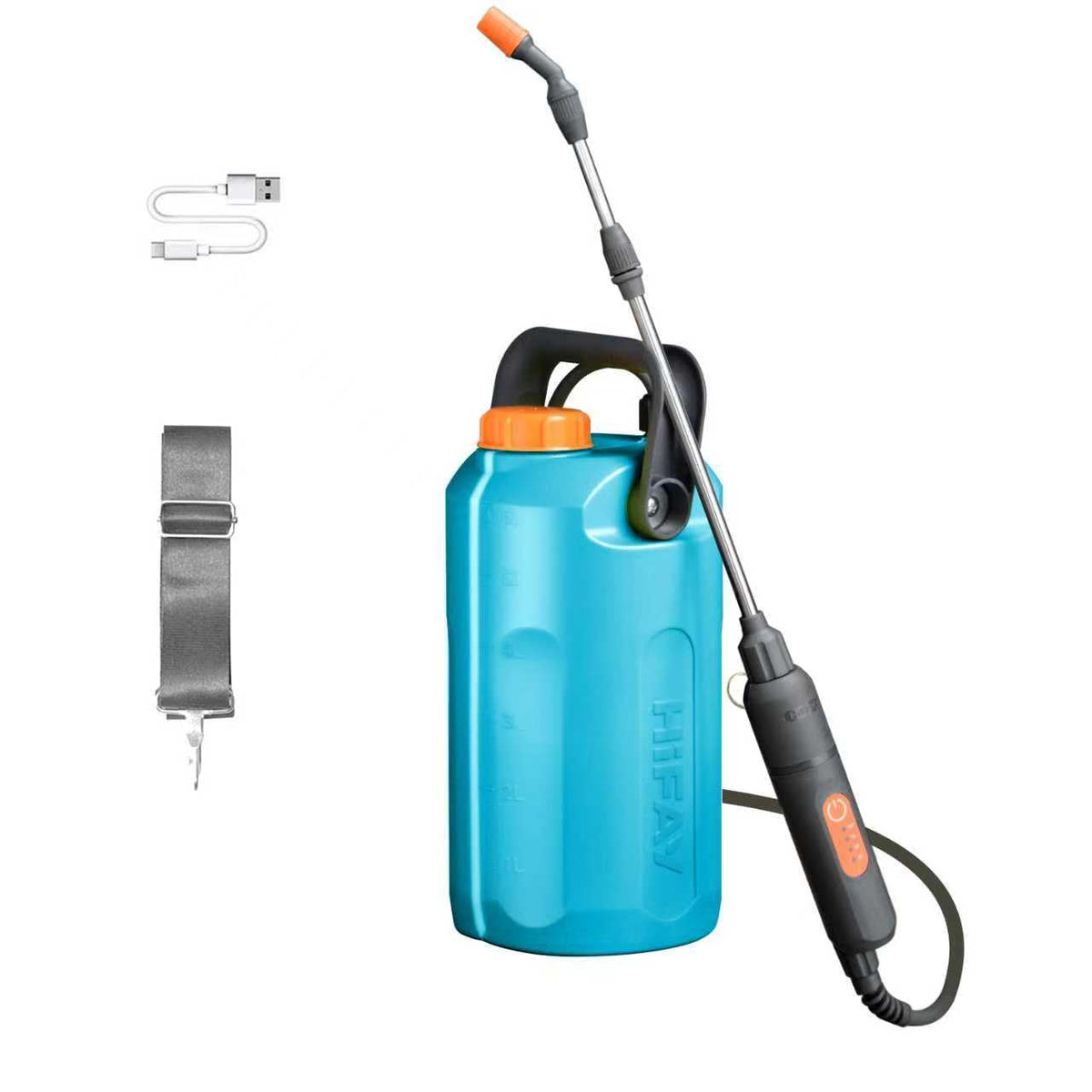 HIFAY ES6 front view showing tank and one-button operation for effortless spraying