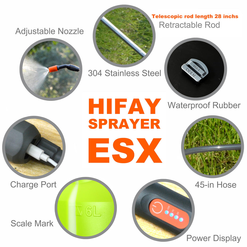 HIFAY ES6 retractable wand extended to reach high or distant plants