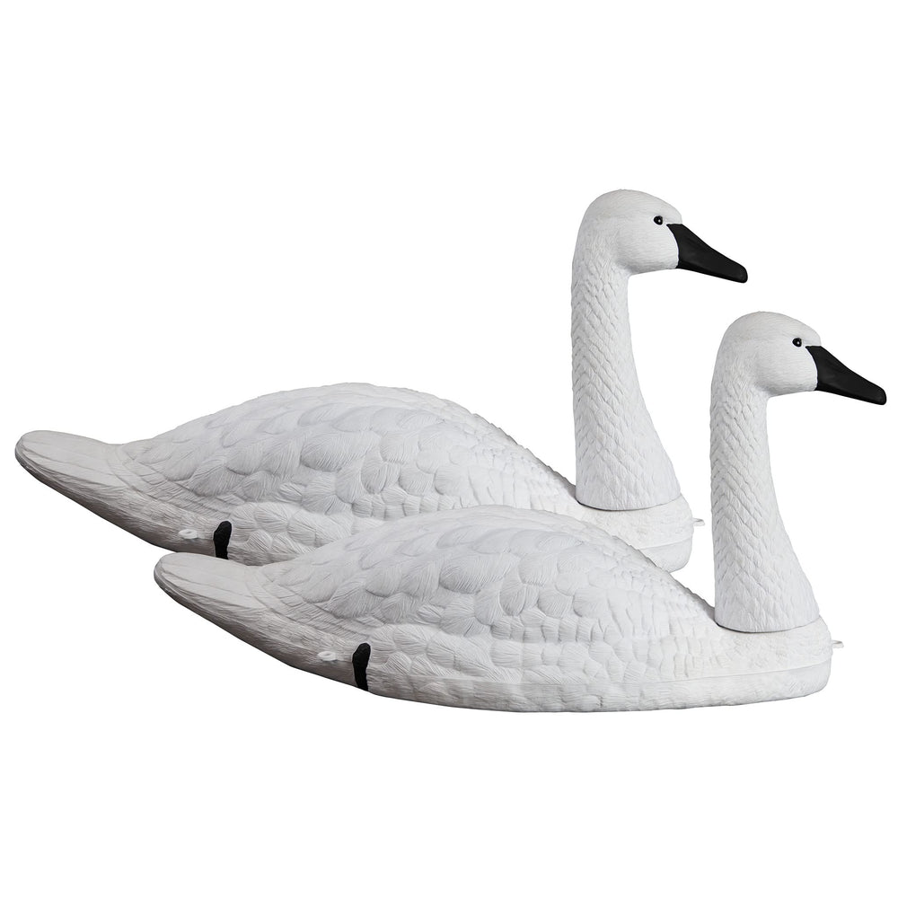 Higdon Outdoors front view of full-size swan decoy pair showing realistic silhouette and visibility