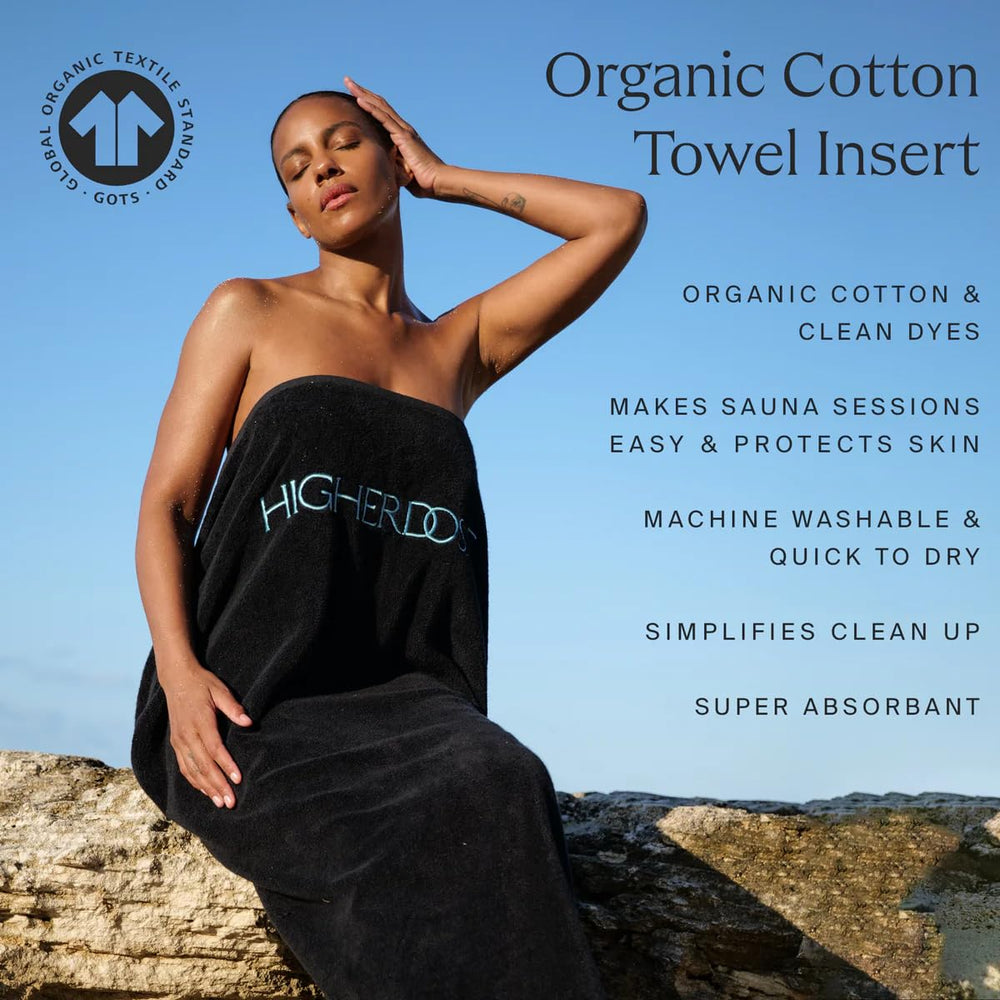 HigherDOSE close-up organic cotton weave highlighting soft absorbency