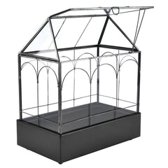 HighFree front view of house-shaped terrarium showing clean lines and visibility benefit