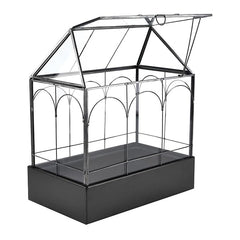 HighFree front view of house-shaped terrarium showing clean geometric silhouette and display benefit