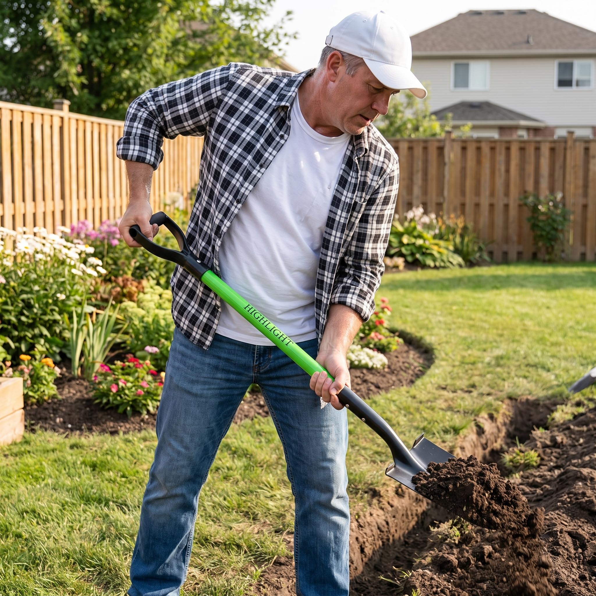 HIGHLIGHT fiberglass handle texture showing weather-resistant, lightweight strength