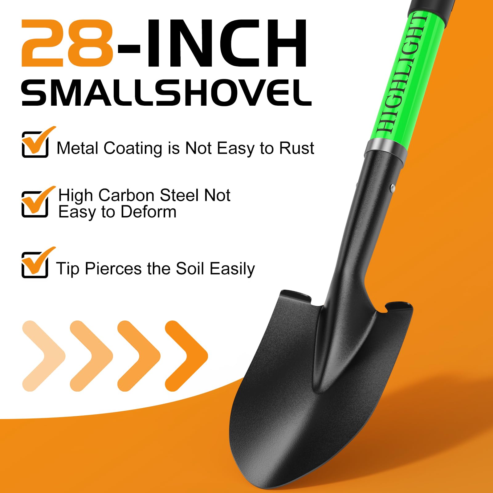 HIGHLIGHT shovel used in garden showing transplanting and soil scooping benefit