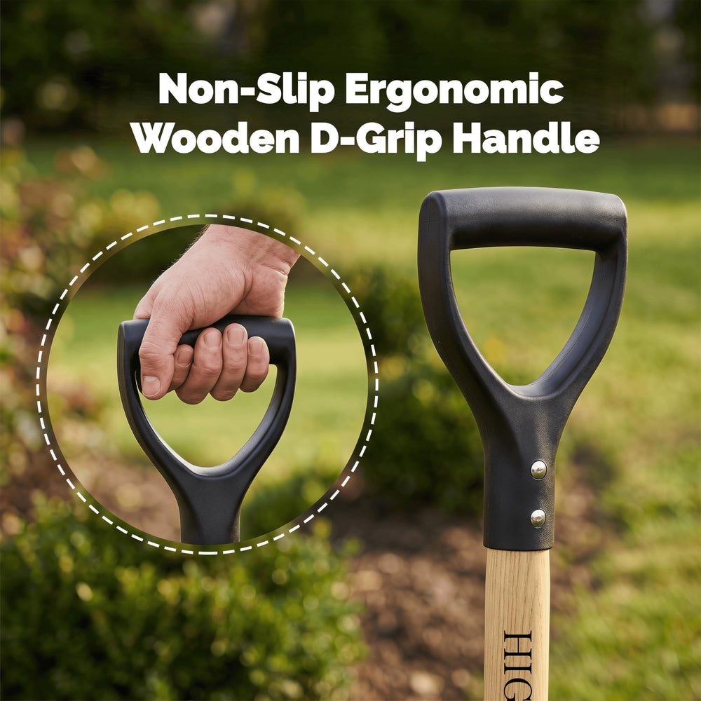 HIGHLIGHT shovel in use penetrating clay soil to reduce digging effort