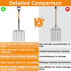 HIGHLIGHT close-up of forged steel tines demonstrating durable load handling