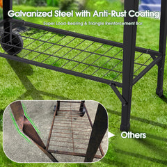 Highpro lower storage shelf holding pots and supplies for organization