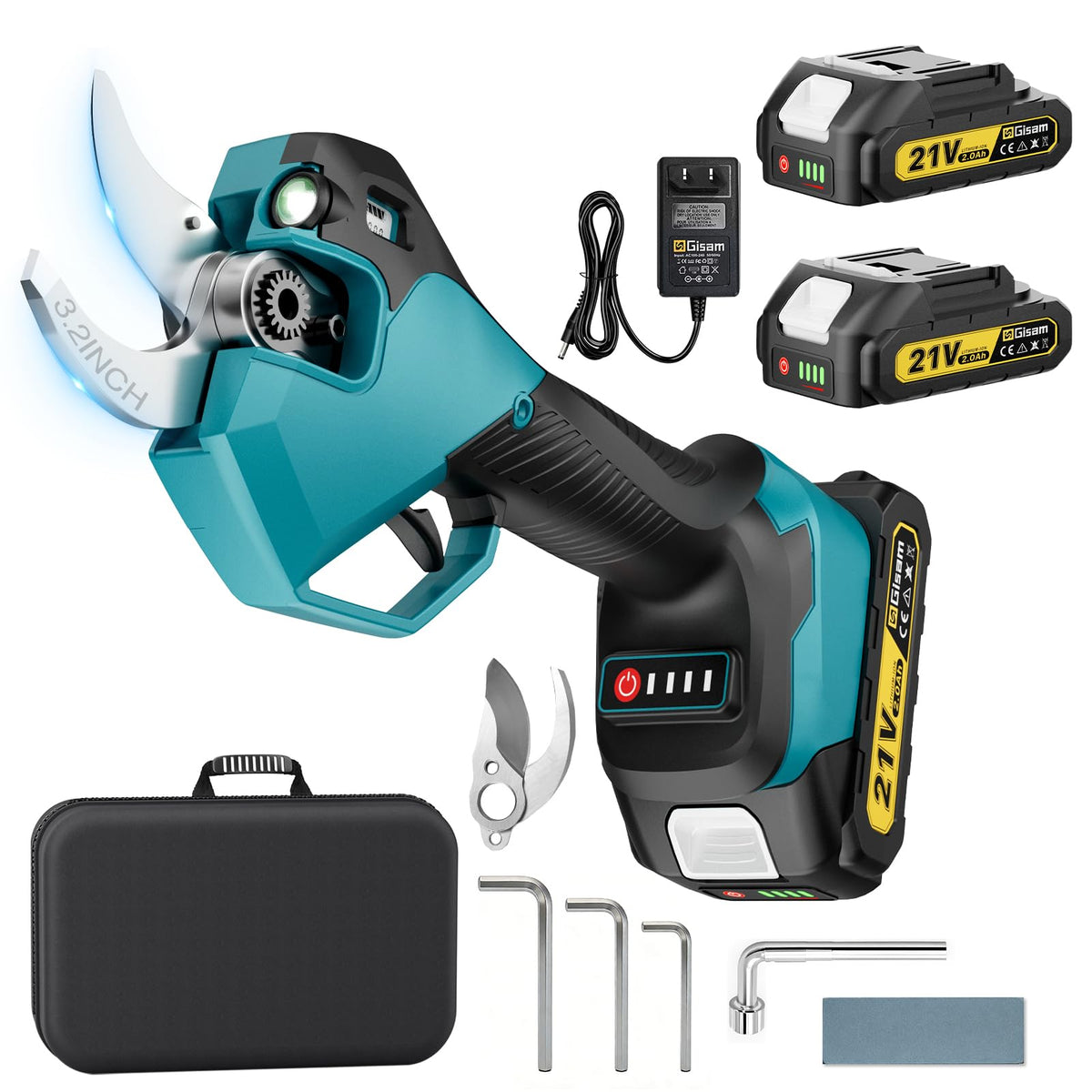 highsam front view of cordless pruner showing ergonomic grip and body for comfort