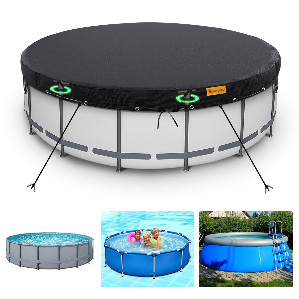 HIGHTQURO 18ft cover front view showing full pool protection benefit