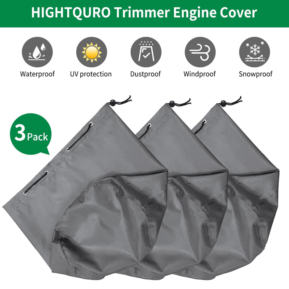HIGHTQURO cover in use on a brushcutter protecting engine from debris