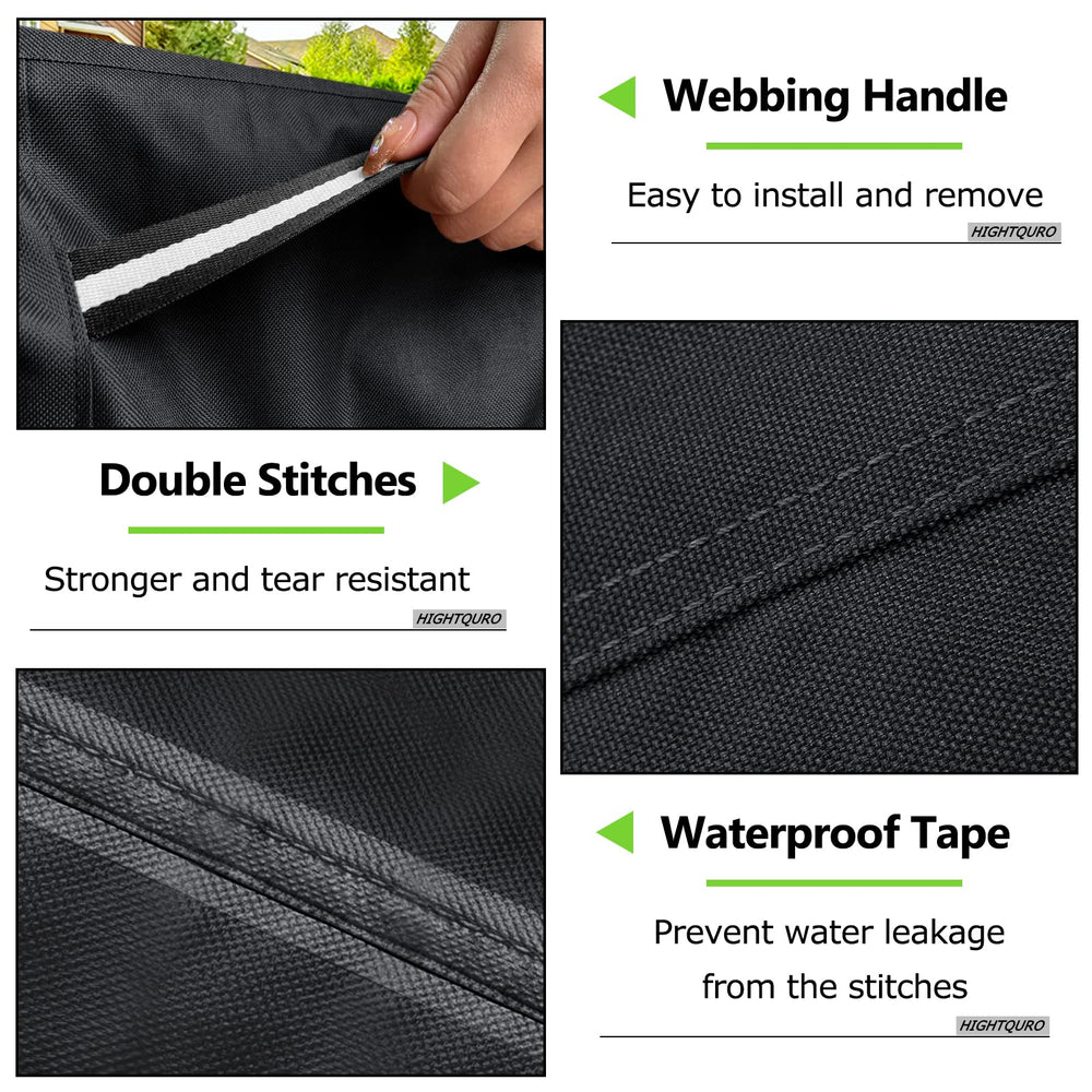 HIGHTQURO elastic hem and buckle shown securing cover tight against wind and movement
