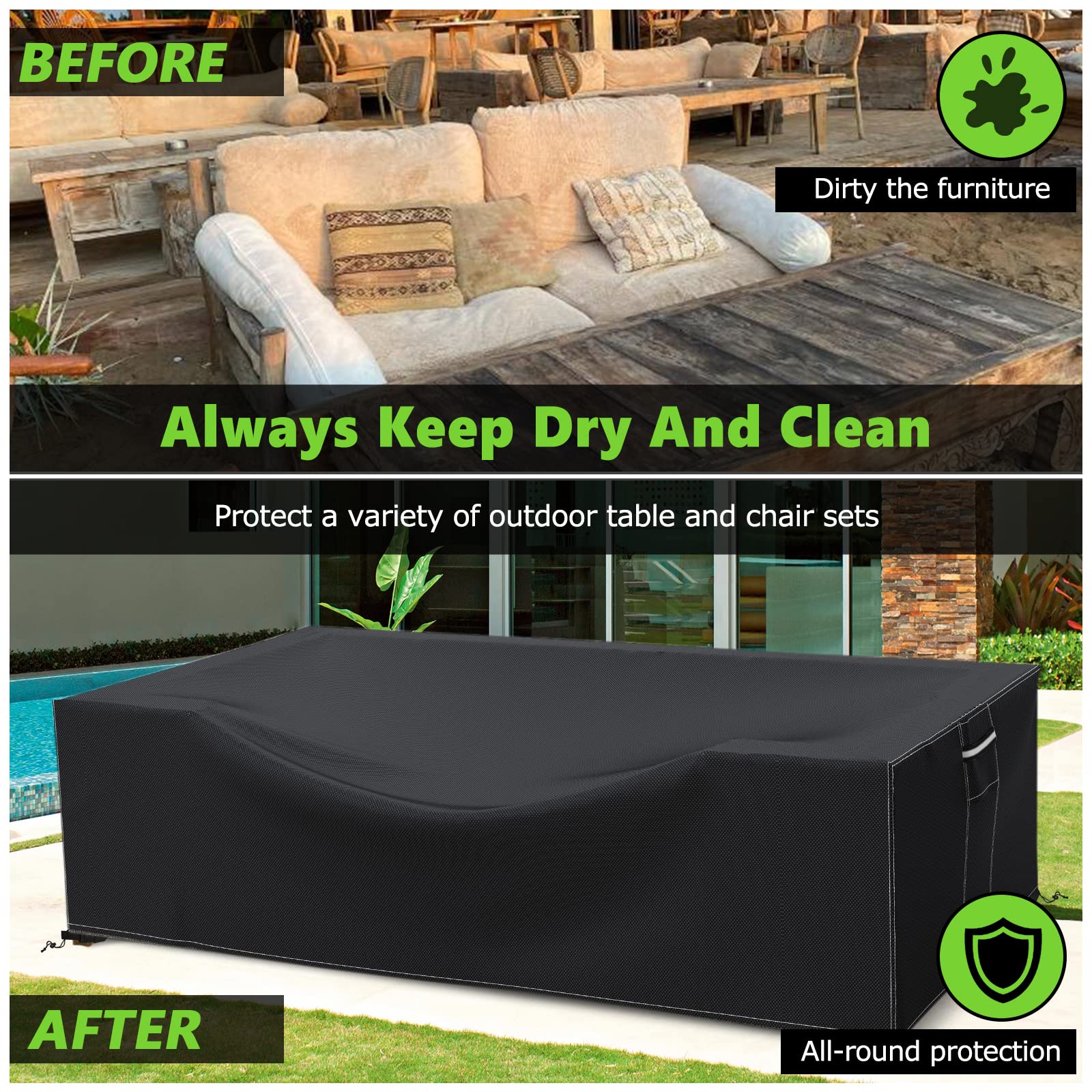 HIGHTQURO elastic hem and buckle straps securing cover tightly
