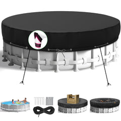 HIGHTQURO front view of 18ft pool cover showing full fit and protection