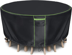 HIGHTQURO front view of cover protecting round table and chairs, durable weather protection