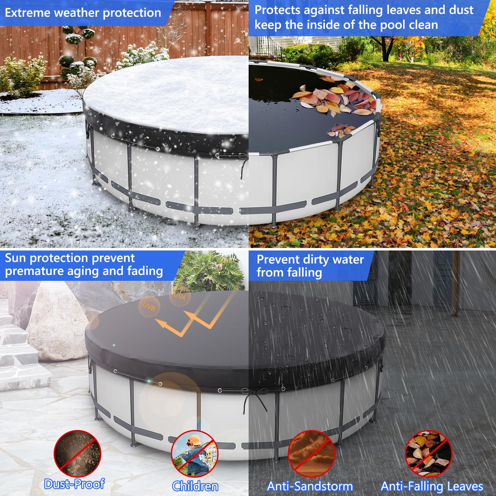 HIGHTQURO cover installed on pool demonstrating clean, debris-free water