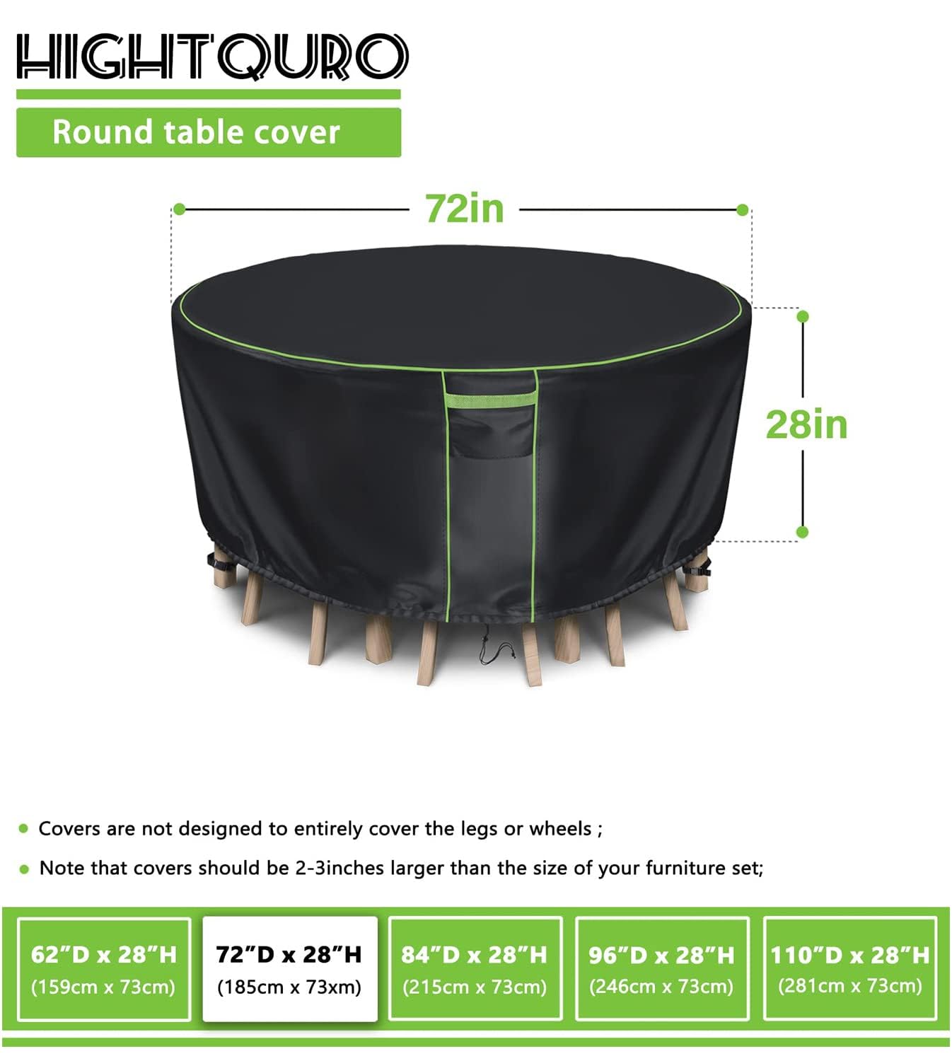 HIGHTQURO cover size comparison with chair showing proper fit