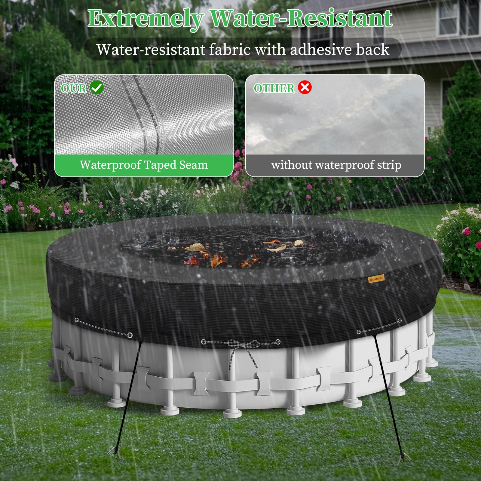 HIGHTQURO cover photographed next to person to show true 18ft scale