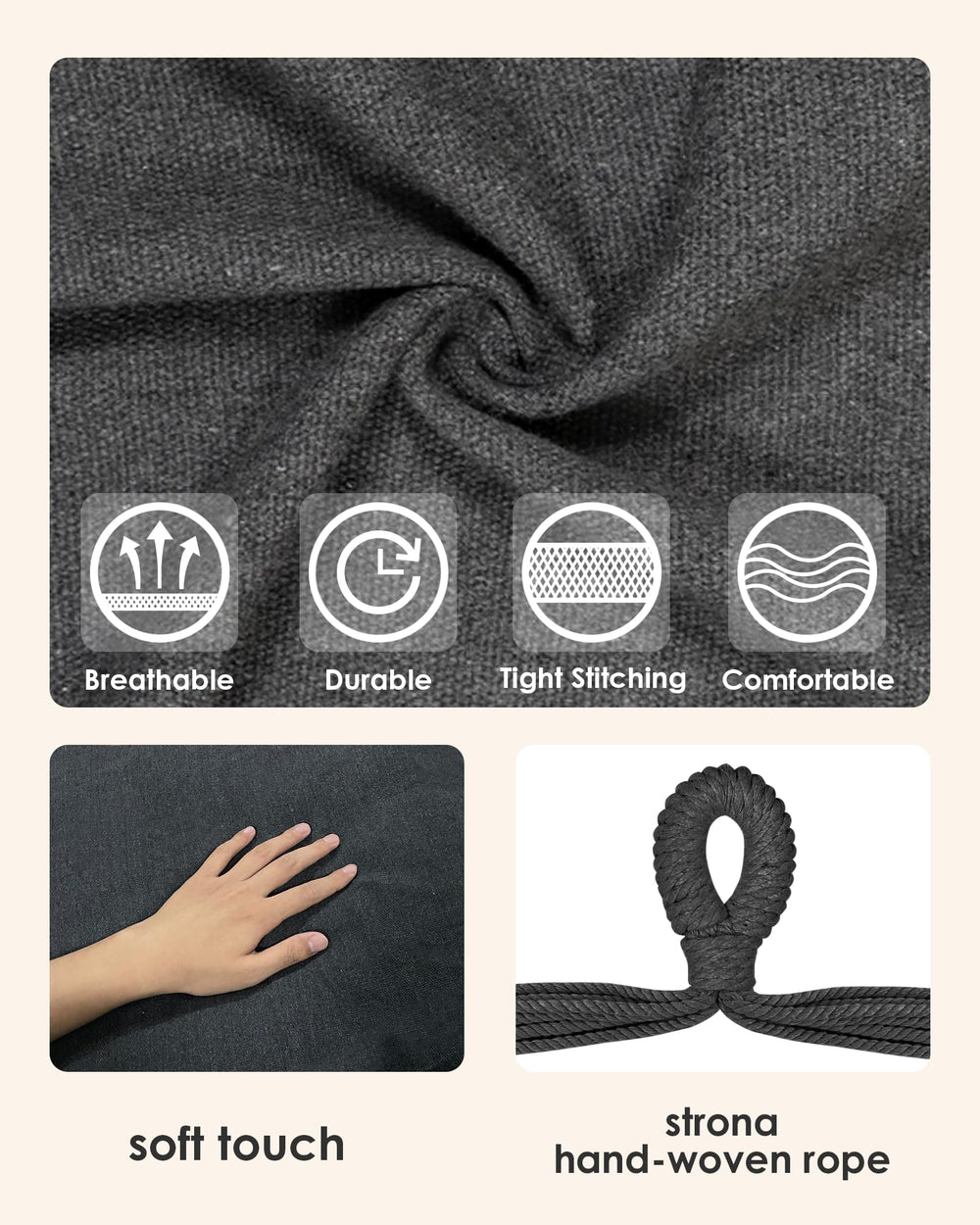 Highwild rope and canvas close-up showing durable weave for lasting comfort