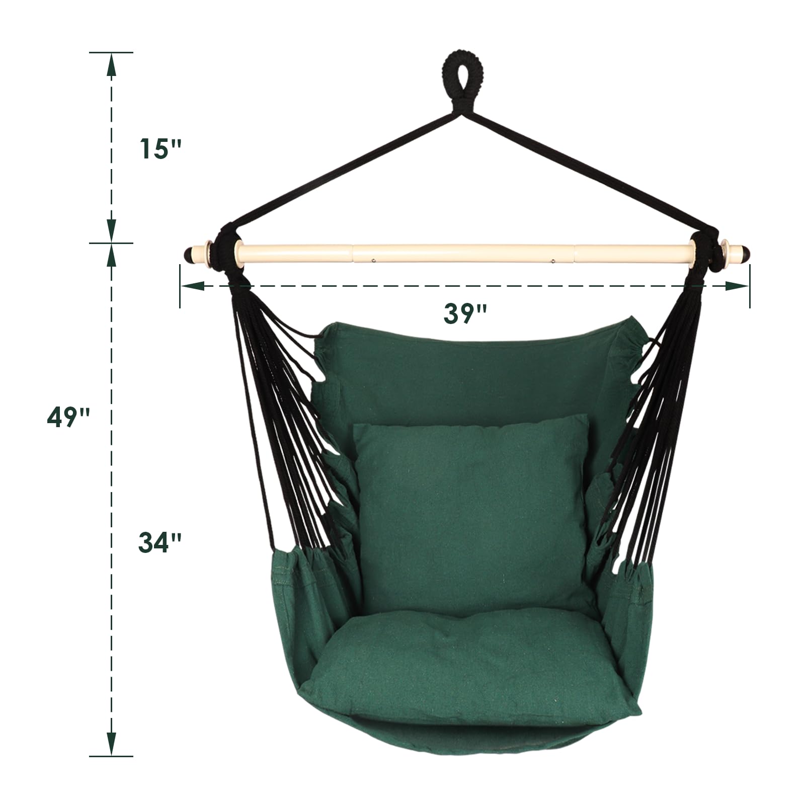 Highwild chair hanging from a ceiling beam illustrating easy indoor installation