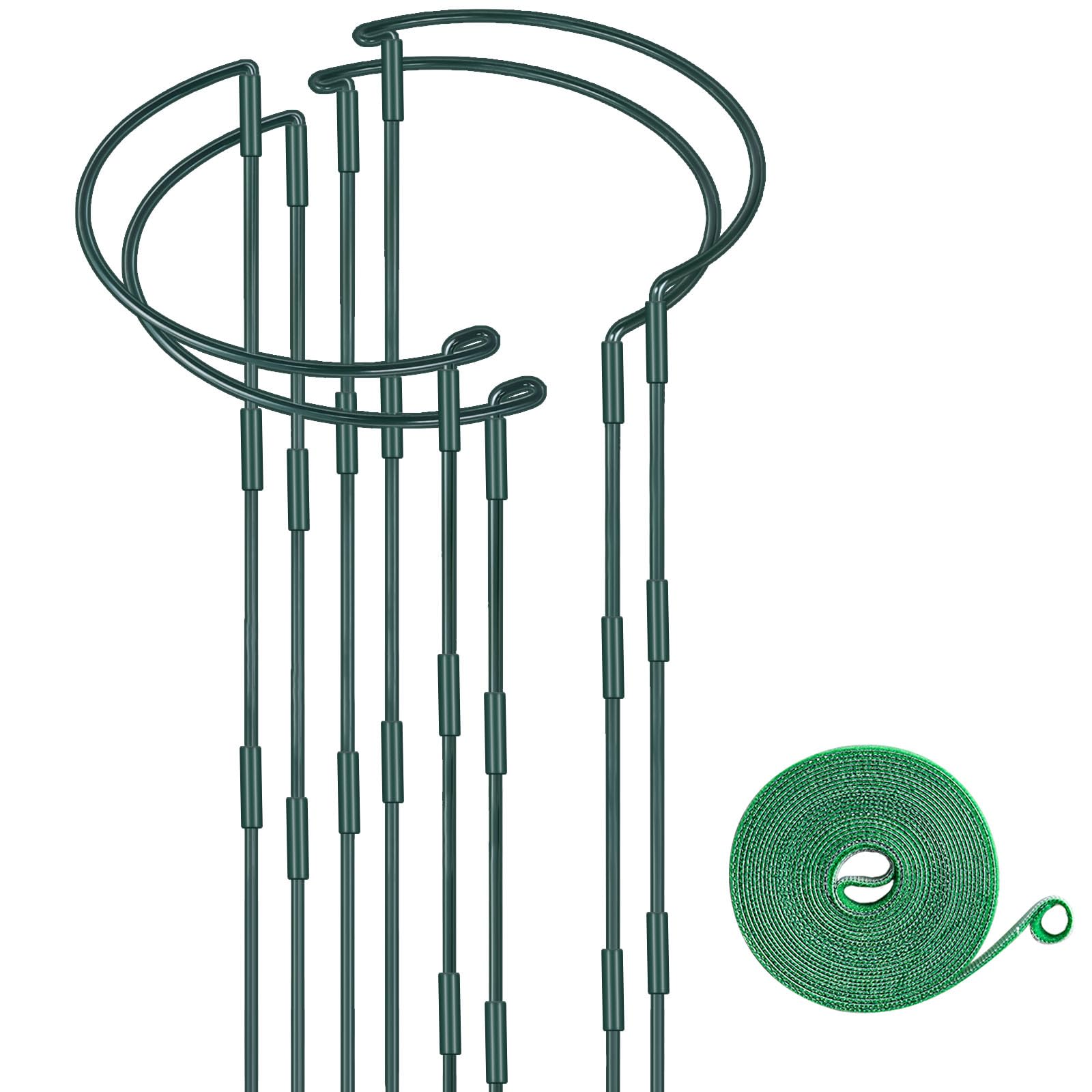HiGift front view of four half-round plant supports showing tidy garden benefit