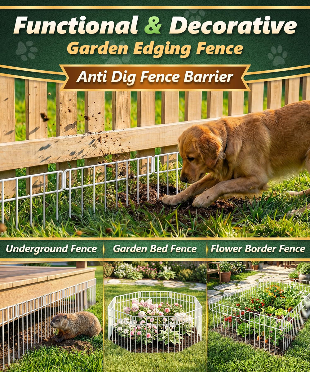 HIHADUUM fence installed blocking a dog from digging under a gap demonstrating barrier function