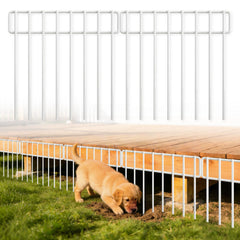 HIHADUUM front view of full 14-panel white fence showing neat yard protection