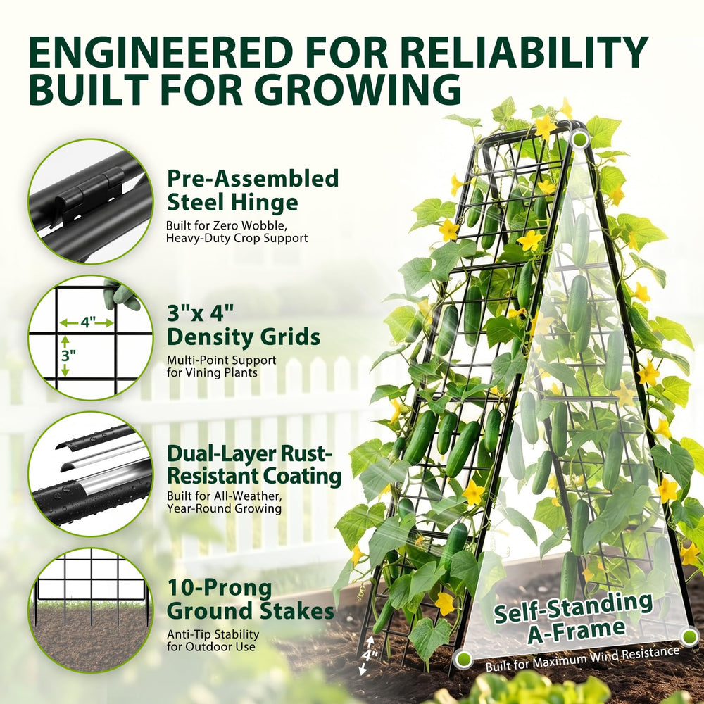 HIHADUUM dense steel grid close-up supporting stems and heavy fruit