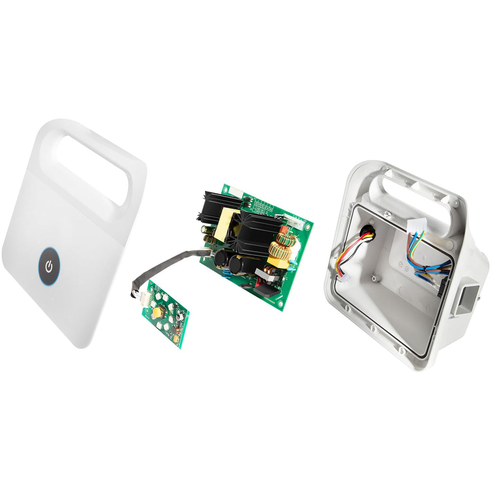Hihitomorrow power supply held in a hand to show compact size and scale for maintenance use