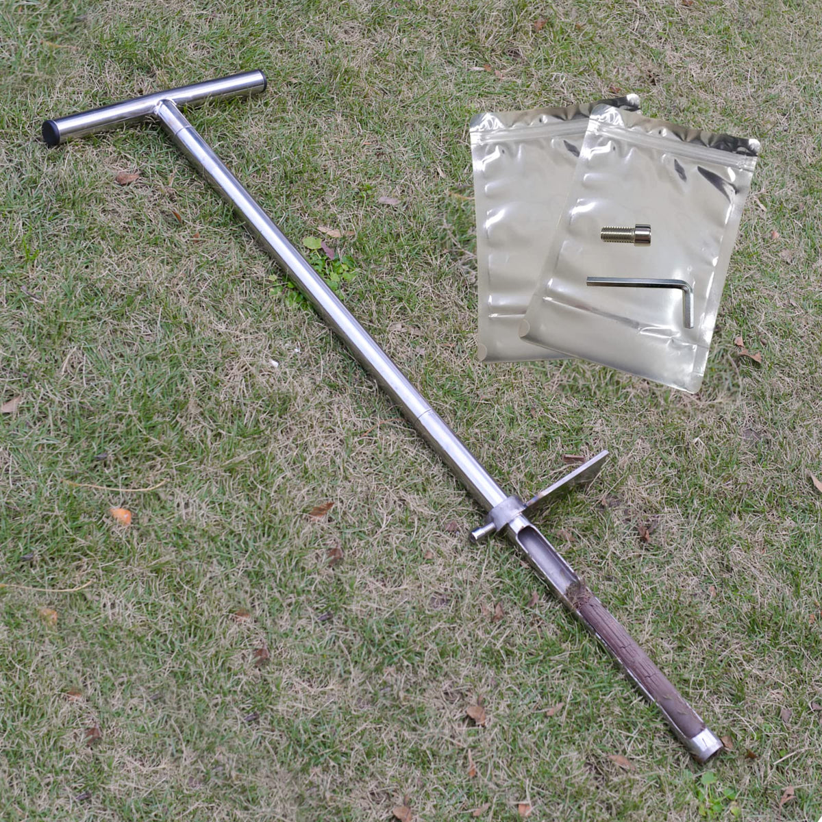 HiHydro front view of stainless steel soil probe showing full length benefit
