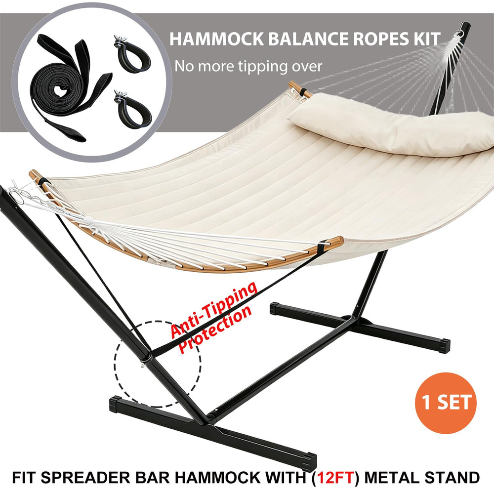 HIJOYPAL installed on double hammock with 12ft stand demonstrating added stability