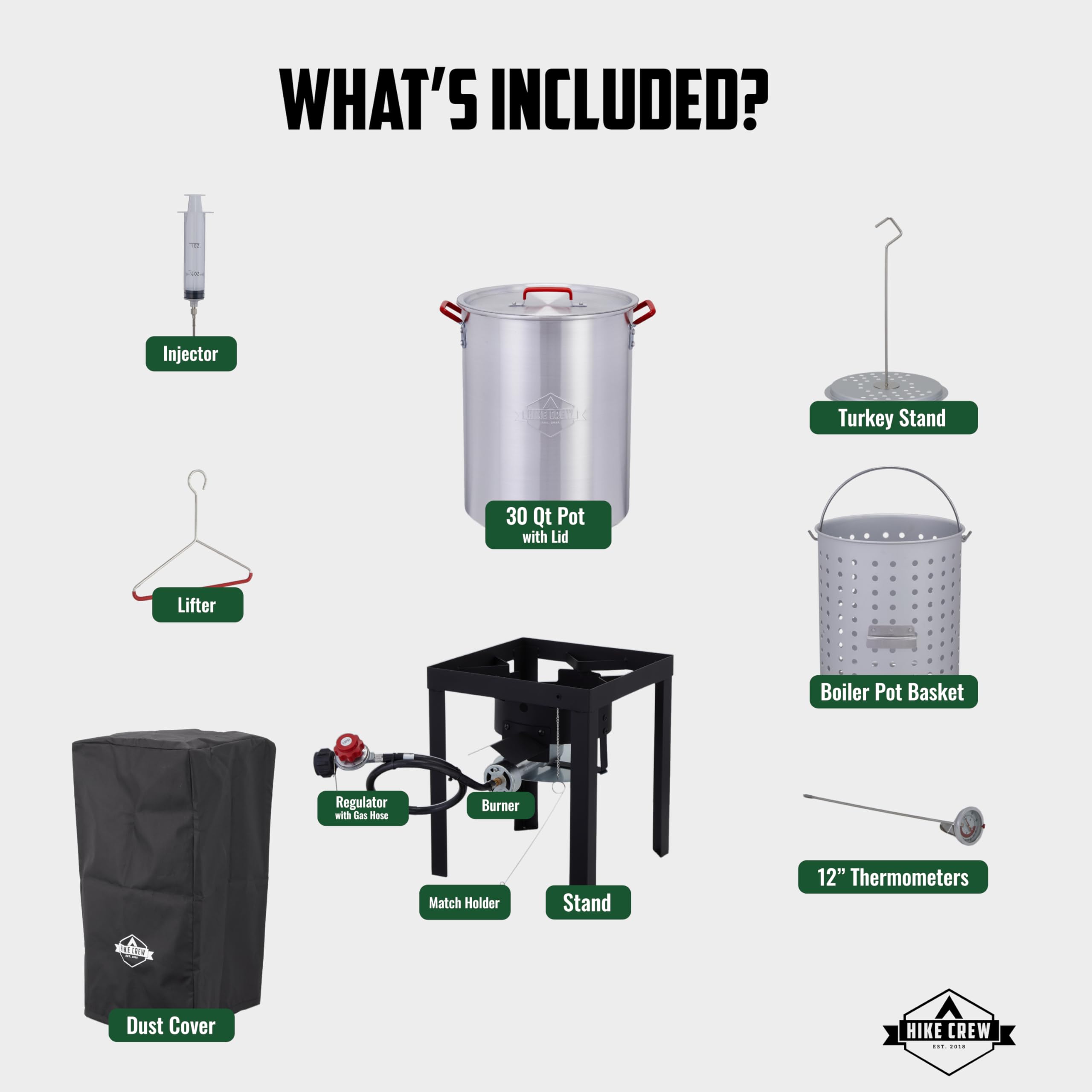 Hike Crew burner and welded steel stand showing stable elevated cooking