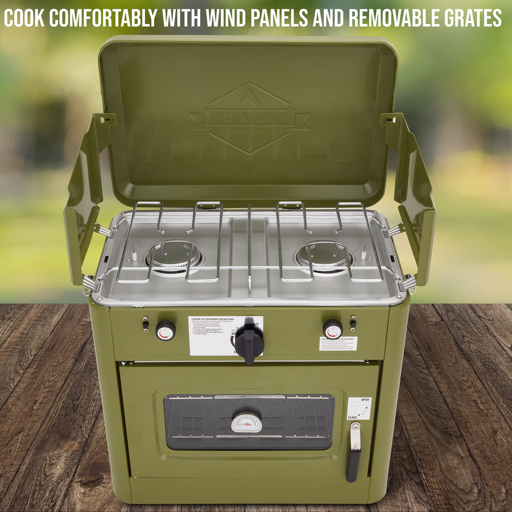 Hike Crew cooktop in action with pans, fast heating for meals