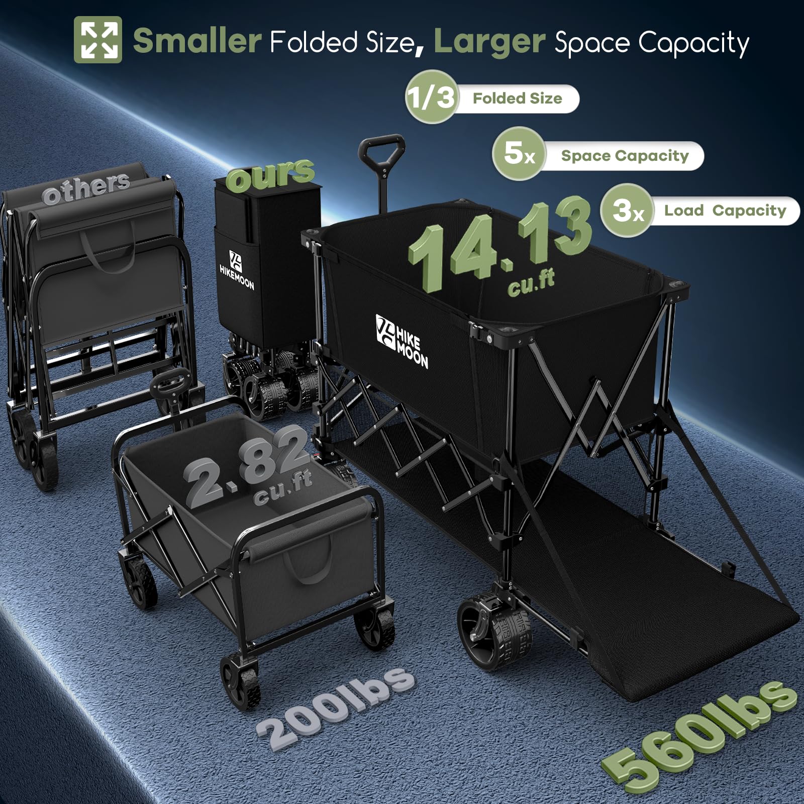 HIKEMOON double-decker open wagon showing organized cargo capacity