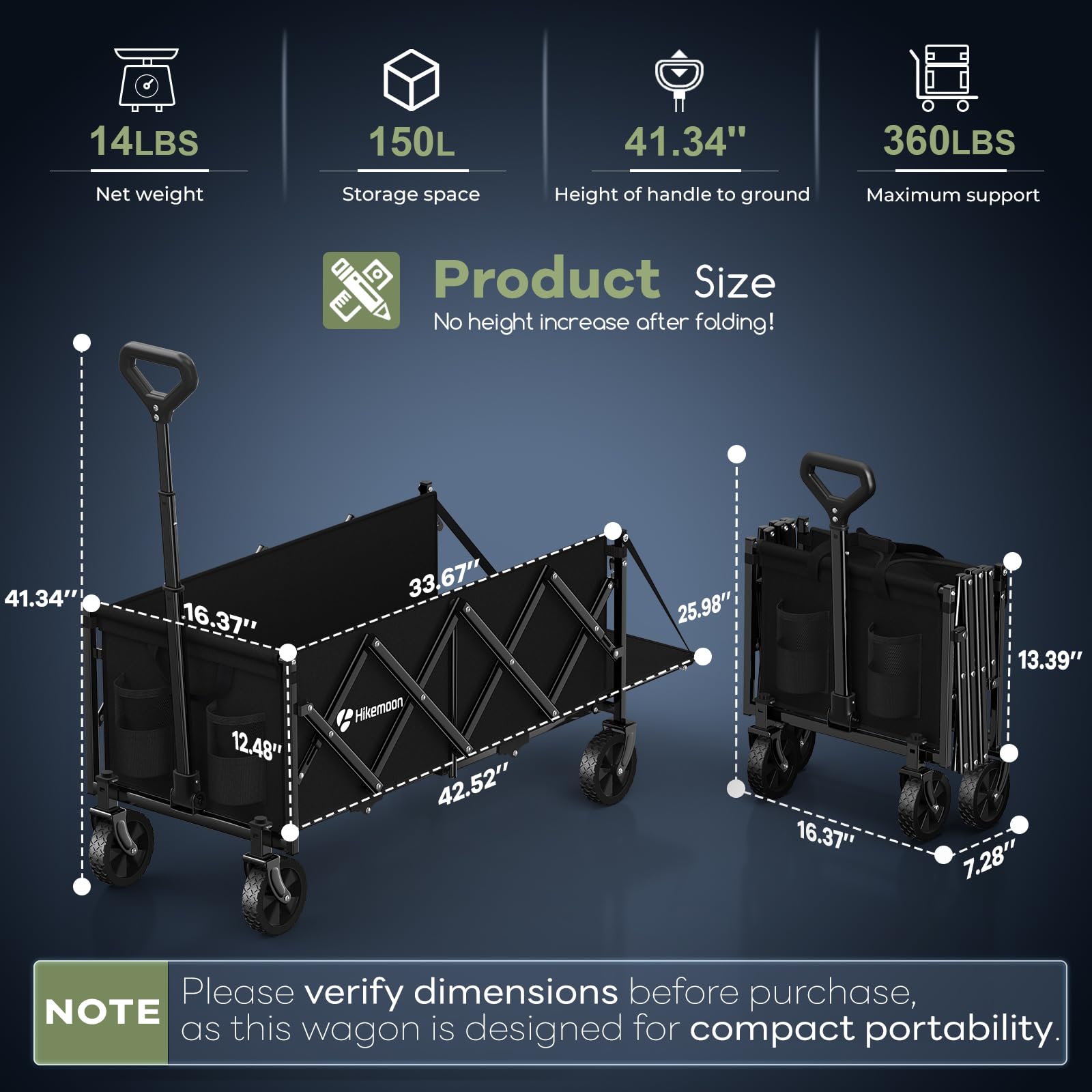 HIKEMOON wagon extended tailgate carrying a folded canopy for extra-length benefit